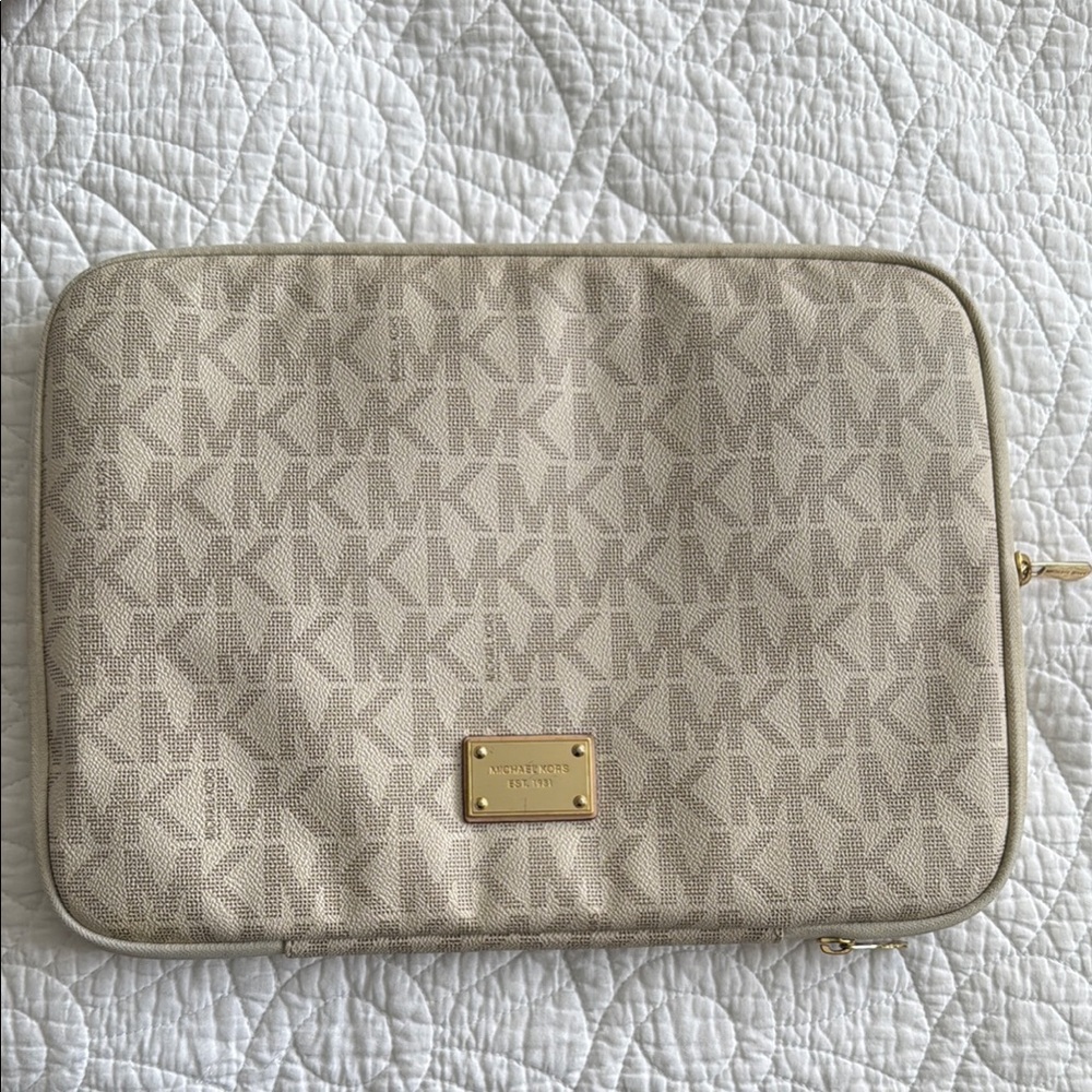 Michael Kors Tan Logo Laptop Sleeve